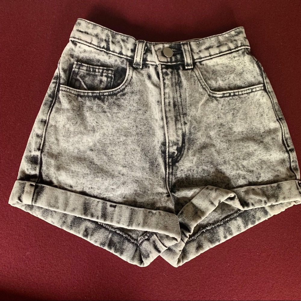 AMERICAN APPAREL Black Acid Wash Shorts